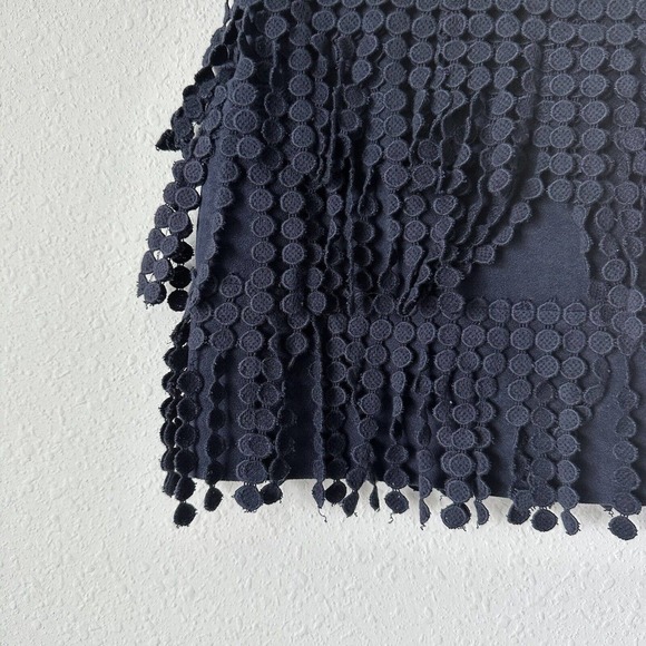 Goen J Blue Embroidered Lace Tiered Dot Mini Skirt Sz 6 - Picture 3 of 5